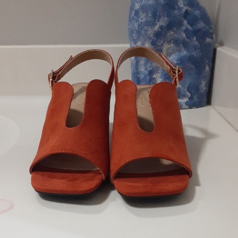 Cato Orange Open-Toe Heels